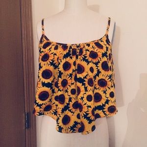 Sunflower Spaghetti Strap Crop Top